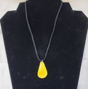 Yellow Leaf Teardrop Necklace